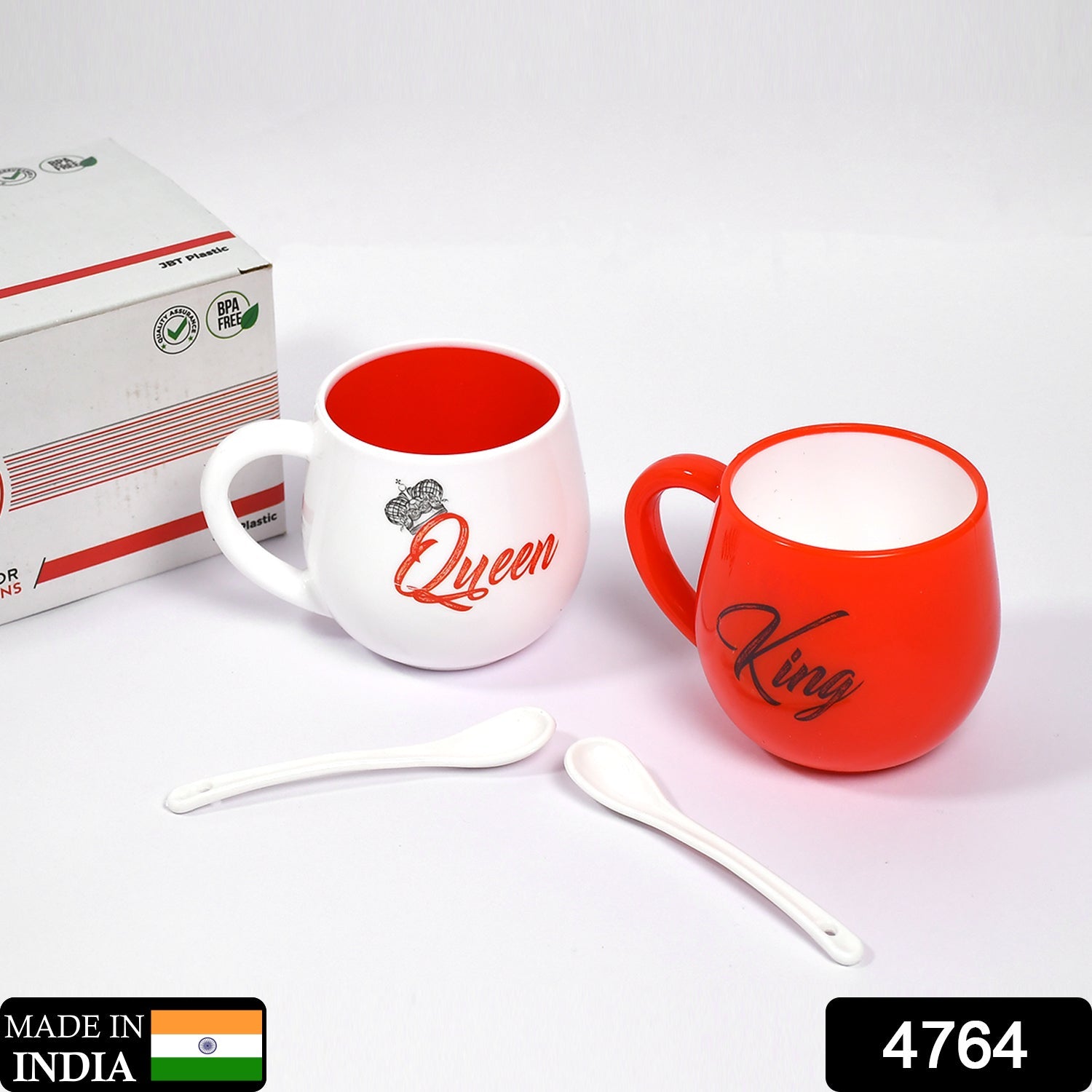4764 King & Queen Printed Couple Matching Coffee/Tea Plastic Coffee Mug (300ml Set of 2) DeoDap 4764 King & Queen Printed Couple Matching Coffee/Tea Plastic Coffee Mug (300ml Set of 2) DeoDap